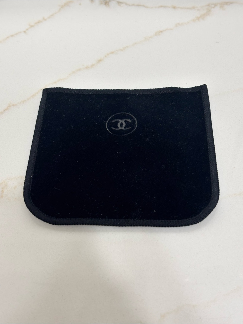 CHANEL Black Velvet Jewelry Pouch Authentic Logo Storage Case 3.5” Black